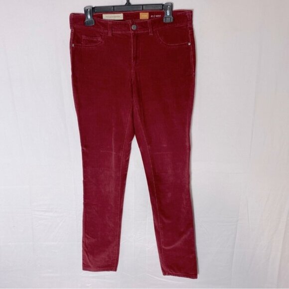 Anthropologie Pilcro Mid Rise Red Corduroy Skinny Pants 32 - Picture 1 of 16